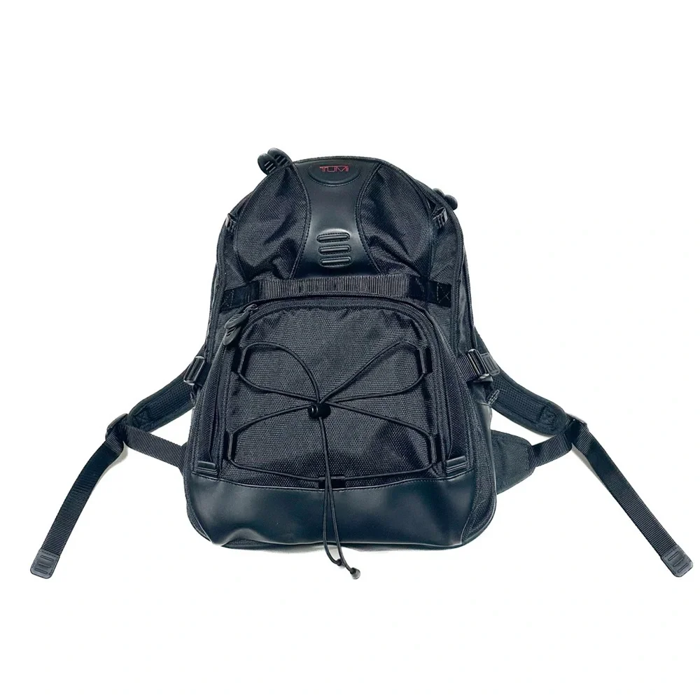 TUMI Thompson Backpack XL Black Leather Ballistic Nylon Laptop Sleeve Rucksack